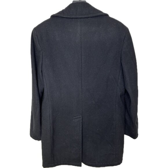 Vintage U.S. Navy 100% Wool Pea Coat M Black Double Breasted Military Size 38L - Picture 3 of 10